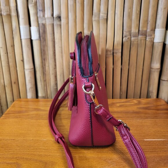 Unbranded Shoulder Bag w/ Bow Tassels Red 10x8.5x4 - Picture 2 of 8